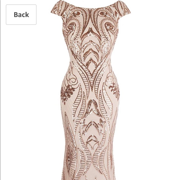 Blush Formal Dress with Rose Gold Sequins - Picture 5 of 6